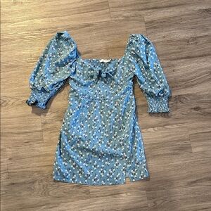 Lush Teal Floral Smocked Dress